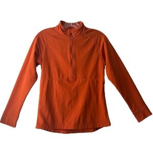 Levelwear Womens 1/2 Zip Harmony Coral Orange Sweatshirt High Neck Pocket Small